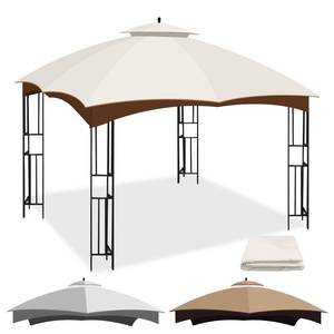 lot 62700 image: 10 x 12 Replacement Gazebo Canopy Top for Lowes Allen Roth Gazebo, Double-Tier Gazebo Roof Cover with Air Vent,Heavy Duty Canopy Roof Gazebo Top 10X12 Gazebo Cover (Beige A)