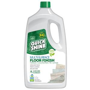 lot 62703 image: Quick Shine Multi Surface Floor Finish 64oz  Cleaner & Polish to use on Hardwood, Laminate, Luxury Vinyl Plank LVT, Tile & Stone  Safer Choice wClean Shine Technology  Shine-Protect-Refresh - Retail $13