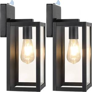lot 62704 image: BesLowe 2-Pack Dusk to Dawn Outdoor Wall Lanterns Lights, Matte Black Waterproof Exterior Sconces with Clear Glass, Anti-Rust Outdoor Light Fixtures Outside Lights for House, Porch, Garage, Doorway - Retail $63