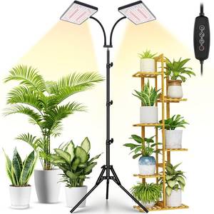 lot 62711 image: LBW Latest Grow Light for Indoor Plants, 428 LED Dual-Head Full Spectrum Standing Plant Light, Floor Grow Lamp with 3612H Timer, 6 Brightness Levels, 3 Switch Modes, 75 Adjustable Tripod Stand - Retail $34