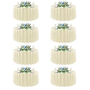 lot 62719 image: sancua Round Tablecloth 90 Inch Diameter, 8 Pack - Circle Polyester Fabric Table Cloth for Wedding Party Reception Banquet Birthday, Washable Formal Table Cover (Fit 30-72 Inch Tables), Beige - Retail $60