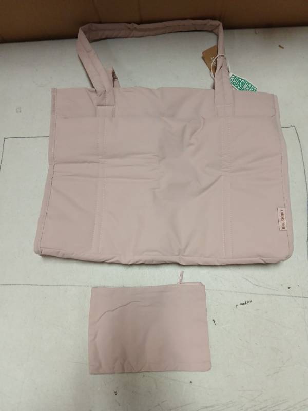 lot 25329 image: Light Pink Padded Tote Bag with Small Pouch - Retail $25