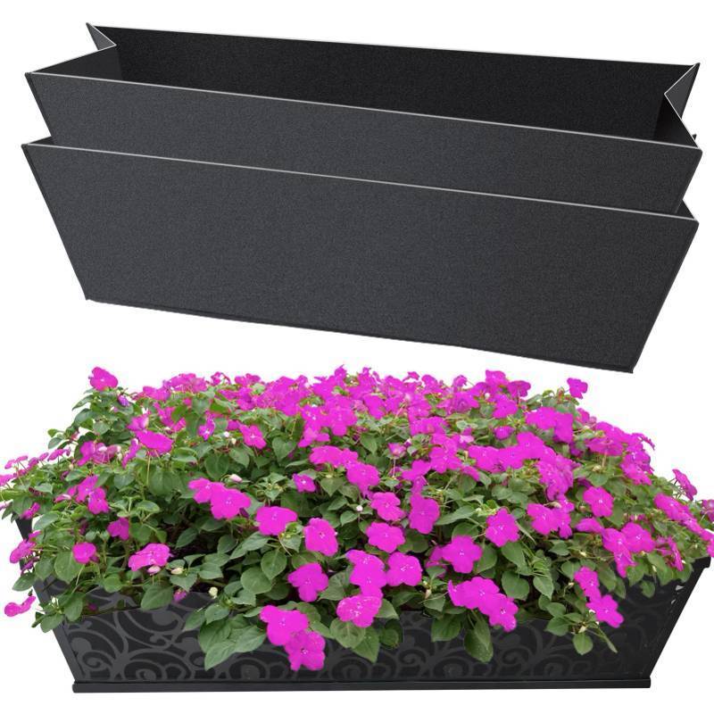 lot 27950 image: 2PCS 24Inch Rectangle Window Box Liner Felt Planter Basket Liner Insert Black Plant Container Liners Non Woven Fabric Liner for Garden Fence Wall Railing Hanging Flower Pot - Avoid Bird Nesting