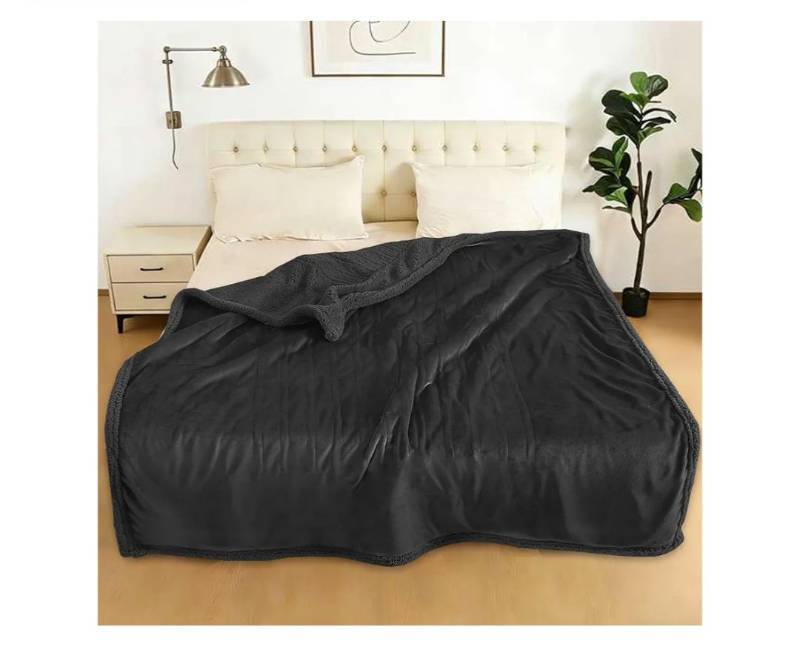 lot 60515 image: Electric Heated Blanket Full 72x84 - 5 Heat & 10H Auto-Off, Microplush Flannel & Sherpa, Same Color Both Sides, Machine Washable, Overheat Protection, Gifts for HomeBedroomSofa, Black - Retail $36
