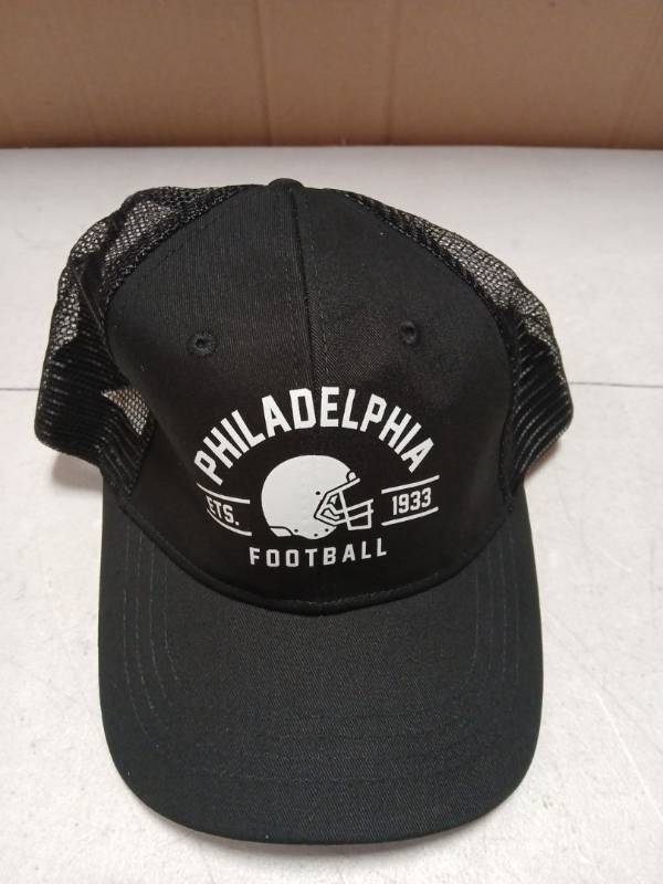 lot 27798 image: Philadelphia Football Black Trucker Hat with Mesh Back - Retail $15