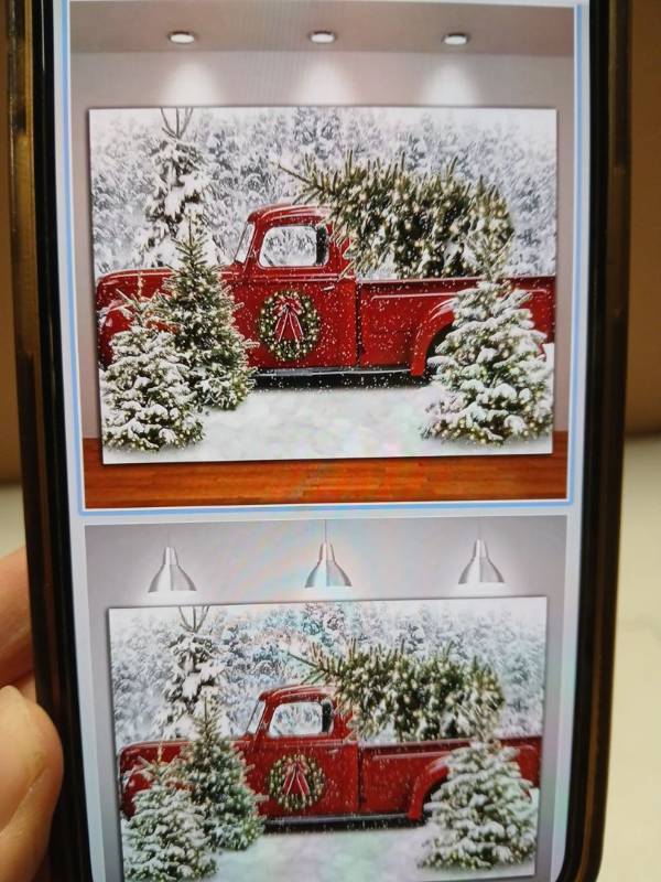 lot 27830 image: Christmas Red Truck  Backdrop Winter Forest Snowflakes 7x5ft