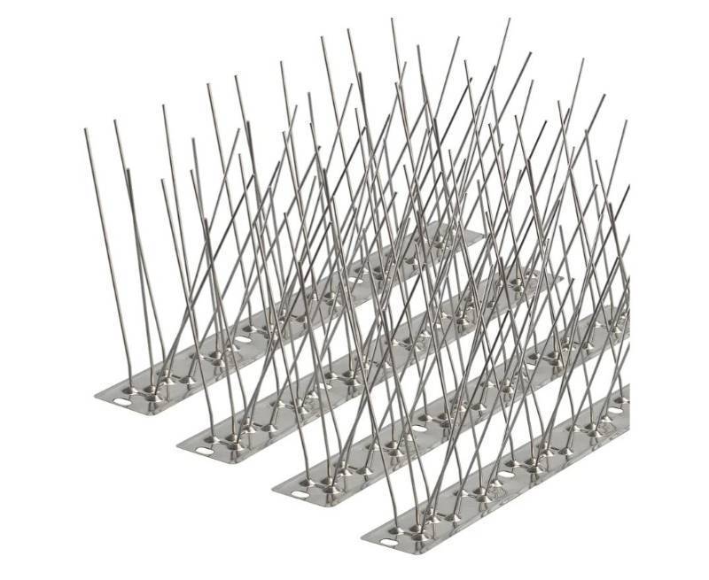 lot 31447 image: Bird Spikes 3.28FT, 304 Stainless Steel Bird Deterrents Spikes for Outside to Keep Birds Away Birds Scare Devices Outdoor 4Pcs - Retail $9