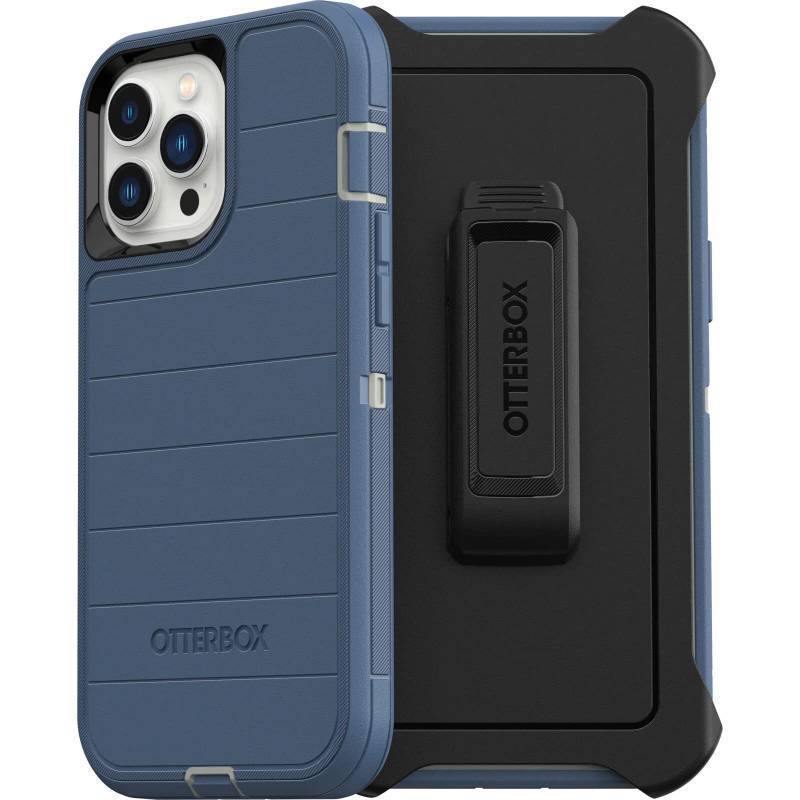lot 42665 image: OtterBox Defender Series Screenless Edition Case for iPhone 13 Pro Max & iPhone 12 Pro Max (Only) - Holster Clip Included - Microbial Defense Protection - Non-Retail Packaging - Fort Blue - Retail $24