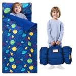 JOIEDOMI Toddler Sleeping Bag for Kids 55''x30'' Nap Mat with Removable Pillow and Minky Blanket for Toddler Ages 3-7 Roll Up Kids Sleeping Bag for Boys Girls Kindergarten Daycare Sleepover Universe - Retail: $30
