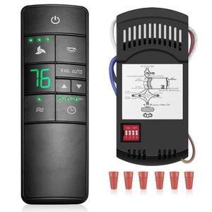 lot 9370 image: Universal Thermostatic Ceiling Fan Remote Control Kit, Ceiling Fan Remote Replacement for Hampton BayHarbor BreezeHunter, 3-Speed Timer Light Dimmer, 2AAZPHD3HD3 KUJCE10320TR222A - Retail $34