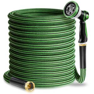 lot 9376 image: Torioweg Garden Hose 50 FT-Triple-layer pipe, Water Hose with solid Aluminum Fittings, Ultra-Lightweight and Flexible, Abrasion-Resistant, Rust-Resistant,Watering and Cleaning for Outdoor - Retail $23