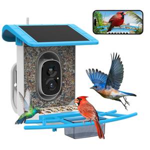 lot 9378 image: SMONET Bird Feeder with Camera B300 Smart Birdhouse Camera AI Recognition Solar Powered,Outdoor Wireless WiFi Birdfeeder Watching Live Video,Funny Birthday Gifts for Mom Mother Grandma Daughter