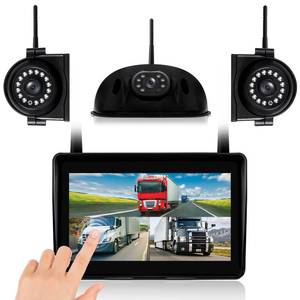 lot 9379 image: WOOCARTY 3-Camera Wireless RV Backup System, 7 1080P Touch Screen with 1 Rear Camera for Furrion Pre-Wired Plug and 2 Side Cameras, IP69 Waterproof, IR Night Vision Camera for RV Trailer, WF703 - Retail $459