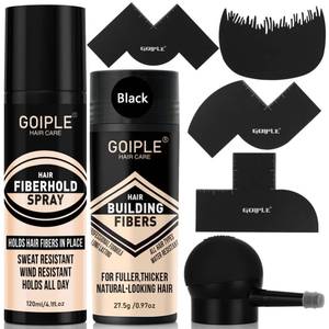 lot 25801 image: Hair Thickening Fibers&Pump Applicator Set Professional Hair Styling Set- Hair Fibers Barber Enhancement Spray for Mens Hair&Beard- Hairline Enhancer & Volumizing Spray Barber Enhancement Card(Black) - Retail $19