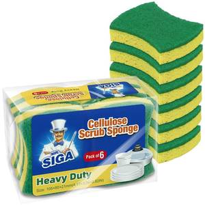 lot 25809 image: MR.SIGA Heavy Duty Cellulose Scrub Sponge, Dual-Sided Dishwashing Sponge for Kitchen, 12 Pack - Retail $14