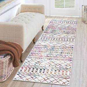 lot 25817 image: KUTA 2x6 Non-Slip Washable Runners for Hallways, Multi-Color Moroccan Boho Distressed Geometric Vintage Kitchen Runner, Ultra Soft Floor Mat for Entryway, Bathroom, Laundry, Living Room, Bedroom - Retail $37