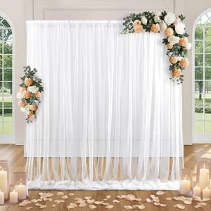 lot 25821 image: SiinvdaBZX 10FT x 10FT Tulle Backdrop Curtains, White Sheer Tulle Wedding Drapes Photo Background Fabric Decor for Bridal Shower Birthday Party Baby Shower Reception Photo Shoot - Retail $19