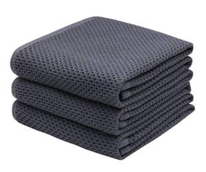 lot 25839 image: MiasDream Grey Kitchen Towels Set, Cotton Dish Towels for Kitchen Washing Dishes, Soft and Absorbent Kitchen Hand Towels Tea Towels, 13inch x 28inch 3 Pack (Dark Gray) - Retail $14