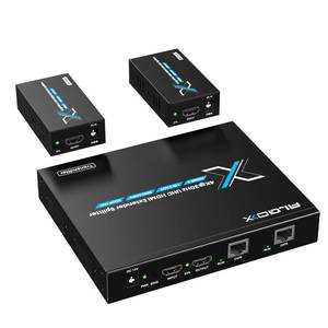 lot 25844 image: ALGOX 328ft100m 4K30Hz HDMI Extender Splitter 1 in 2 Out Over CAT66e7(T-568B) Supports Loop Out, EDID Copy, HDR10, Dolby Vision, 3D Video, Plug and Play, Easy to Install - Retail $100