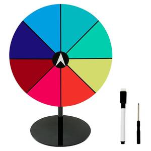 lot 25849 image: Bejudud 8 Inch Spinning Prize Wheel, 8 Slots Spinner with Stand and Dry Erase Marker, Tabletop Roulette Wheel of Fortune for Trade Show,Party Birthday Wedding and Carnival Games