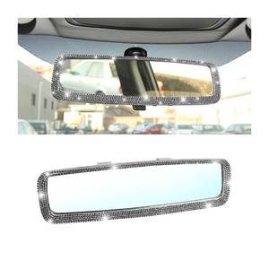 lot 25853 image: Osilly Bling Car Rearview Mirror, Decorations Rear View Mirror with Crystal Rhinestones & Diamonds, Car Interior Trim Accessories, Clip-on & HD Glass, Sparkly Gift for Mother Women Girls (Black) - Retail $13