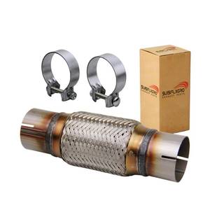 lot 25878 image: SUISFLXGRO Exhaust Flex Pipe Universal Type 100% Stainless Steel For Heavy Duty and Cars (1 PC, 2.5X6X10 Clamps) - Retail $22