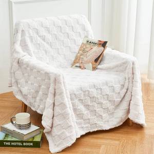 lot 25887 image: Aganear Flannel Throw Blanket - Cozy Soft Lightweight Fuzzy Checkered Throw Blanket for Women Portable Throw Blankets for Couch, Warm Present for Birthday, Christmas(50x70, Cream White) - Retail $13