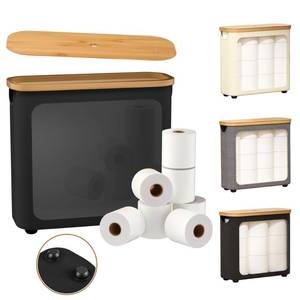 lot 25902 image: WRRLORS Toilet Paper Storage with Bamboo Lid,Foldable Basket Organizer for Bathroom, Holds 9 Mega12 Regular Rolls, Waterproof Toilet Paper Holder Storage with Non-Slip Base,Black - Retail $16