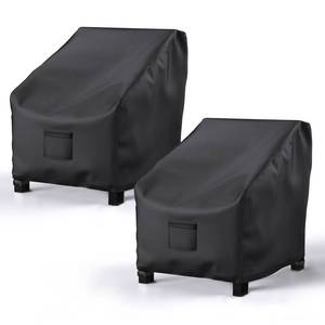 lot 25910 image: BROSYDA Patio Chair Covers for Outdoor Furniture Waterproof 2 Pack, Lawn Chair Covers 600D Heavy Duty Oxford Cloth, Large Covers for Lounge Lawn Deep Seat Black 38 W x 31 D x 29 H - Retail $27