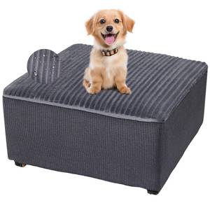 lot 25911 image: FUANGUI Ottoman Cover Square,Waterproof Thick Slipcover for Living Room, Washable Storage Footstool Furniture Protector for Dogs, Pets,with Nonslip Elastic Bottom, Cream, Large
