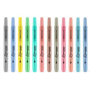 lot 43193 image: WRITECH Retractable Highlighters Assorted Colors Chisel Tip Click Aesthetic Highlighter Marker Pens Pack Multi Colored Ink No Bleed Smear for Highlighting Journaling (12ct MildVintage) - Retail $14