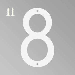 lot 43209 image: 6 Inch White House Numbers for Outside, Metal Letters for Outdoor Signs, Anti-rust Aluminium House Address Letters for Front Door, Office, and Garden Decoration (Number 8) - Retail $7