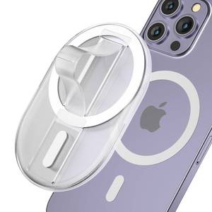 lot 43212 image: AUROX Magnetic Finger Phone Grip for MagSafe Stand, Phone Grip Strap Holder as Kickstand, Magnetic Phone Grip Holder, for iPhone 17 16 15 14 13 12 Series, Clear - Retail $10