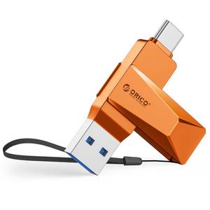 lot 43218 image: ORICO 32GB USB 3.0 Flash Drive 150MBS Metal Housing Swivel Design Support OTG Function 2 in 1 PenDrive for USB C and USB A Devices -CB05 OR - Retail $15