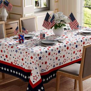 lot 43222 image: XCHI Stars America Independence Day 4th of July Memorial Day Patriotic Tablecloth Rectangle Washable Table Covers for Home Party Decorations 52x70 Inch - Retail $15