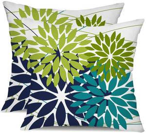lot 43229 image: DFXSZ Outdoor Pillow Covers 18x18 Inch Set of 2 Dark and Light Green Flower Decorative Waterproof Summer Outdoor Pillow Covers for Patio Furniture Garden Couch 168K18 - Retail $17
