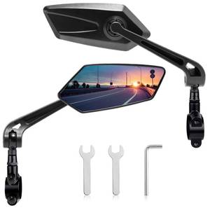 lot 43239 image: Handlebar Bike Mirror, HD Blast-Resistant, Adjustable Rotatable Rearview Bicycle Mirror (2PCS) (Fan) - Retail $15