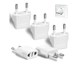 lot 43270 image: 6 Pack US to Europe Plug Adapter - Type C European Travel Adapter, Wall Plug Power Converter for Europe (White) - Retail $6