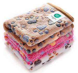 lot 43279 image: Luciphia 1 Pack 3 Blankets Super Soft Fluffy Premium Fleece Pet Blanket Flannel Throw for Dog Puppy Cat Paw BrownPinkWhite Small(23x16 inch) - Retail $10