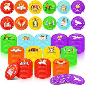 lot 43296 image: Eersida 120 Pcs Christian Coins Gift Bulk Bible Verse Party Favors Christian Themed Tokens Jesus Bible Verse Coins for Sunday Motivational Quote Token for Church and Vbs Prizes (Stylish) - Retail $14