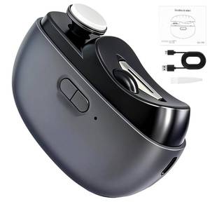 lot 43299 image: Electric Nail Clipper - 3 in 1 Upgraded Smart Trimming & Polishing Nail Clipper with 2 Adjustable Speeds, LED Light & Chip Collecting Box, Suitable for Children, Elderly Gray - Retail $14