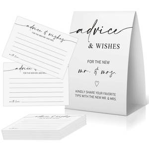 lot 43301 image: Advice and Wishes for the Mr and Mrs, Wedding Advice Cards, Minimalist Bridal Shower Games 30 Guests, Bridal Shower Sign-HLJYK05 - Retail $5