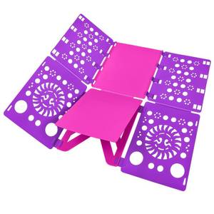 lot 43310 image: BoxLegend Version 3 Shirt Folding Board t Shirts Clothes Folder Durable Plastic Laundry folders Folding Boards Helper Tool for Adults and Children (Purple) - Retail $17