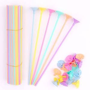 lot 43312 image: EBOCACB 100 pcs 13inch Plastic Colorful Balloon Sticks Holders and Cups for Party, Wedding, Anniversary Decoration - Retail $14