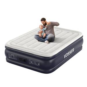 VOSSER Air Mattress Full with Built in Pump,18''Inflatable Mattress of Upgraded Vertical Beams,Self Inflatable/Deflation Blow Up Mattress in 3 Mins,Flocked Top Airbed with Carry Bag for Home, Camping - Retail: $70