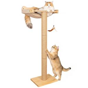 lot 60554 image: Cat Window Perch Hammock with 3-Piece Detachable Sisal Scratching Posts, Drill-Free Suction Cup Mount, Multi-Level Climbing Perch for Bird Watching, 45 LBS Capacity - Retail $60
