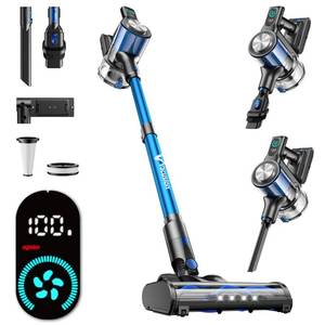 lot 60557 image: Cordless Vacuum Cleaner, 8-in-1 Cordless Stick Vacuum Cleaner with 3 Suction Modes, Up to 45mins Runtime, Rechargeable, Self-Standing, Wireless Vacuum Cleaners for Home Pet Hair Carpet Car Hard Floor - Retail $80