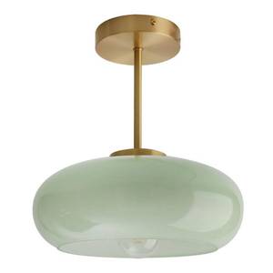 lot 60566 image: Qufute Milk Ceiling Light mid Century Modern Ceiling Light fixtures with Milk Green Glass Shade Gold Semi Flush Mount Ceiling Light, Vintage Glass Ceiling Lamp Hallway Dining Room Kitchen - Retail $108