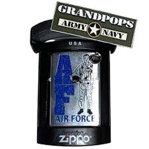 lot 62082 image: Boxed AF Air Force W Pilot Brushed Finish USAF Zippo Lighter