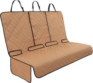 lot 10300 image: Lusso Gear Dog Car Seat Cover for Back Seat - Tan, Universal Fit - Waterproof & Non-Slip Oxford Fabric Cover - Protector for SUV & Truck - Pet Travel Accessory